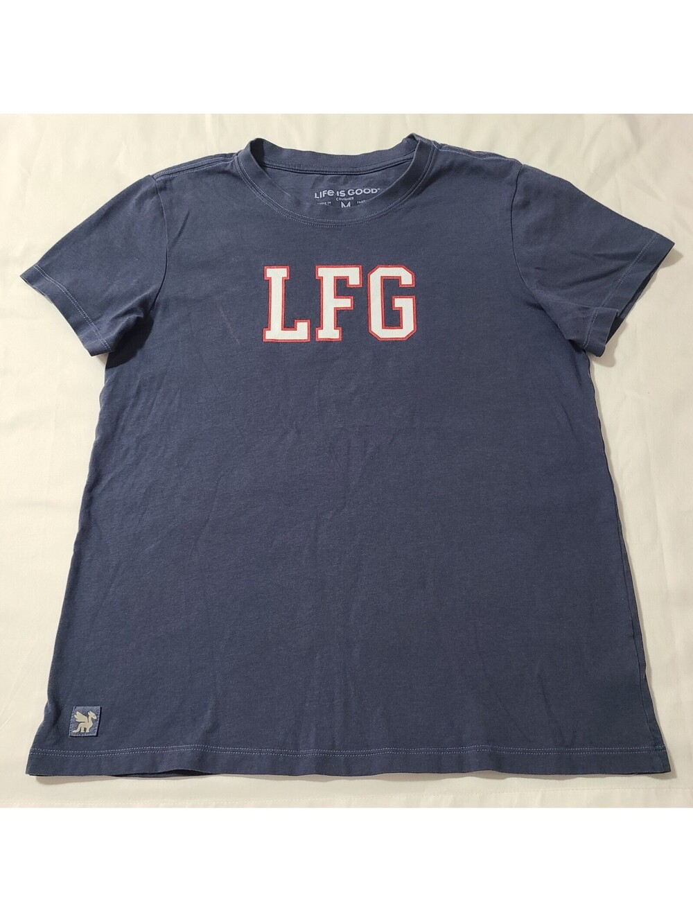 Life is Good Crusher Shirt Womens Size Medium Blue Soft Knit Casual Tee Everyday